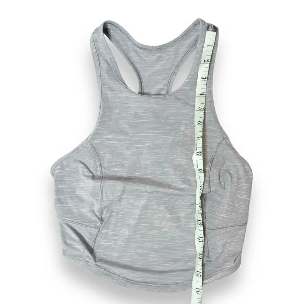 Lululemon Power Thru Crop Tank Top Heathered Rhino Grey Racerback Women's Size 4